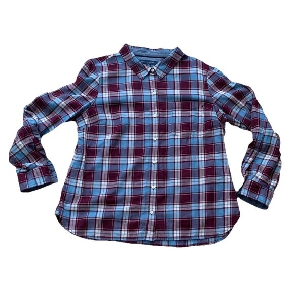 Tommy Hilfiger Multicolor Plaid Flannel Cotton Roll Tab Women's XL Shirt NWT - Picture 1 of 9